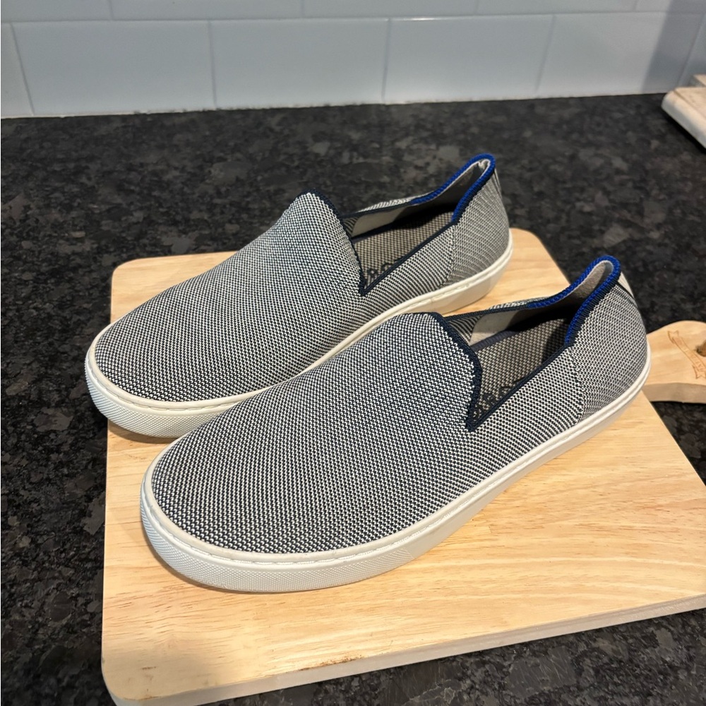 Rothy's Navy and White Slip-On Sneakers sz 8